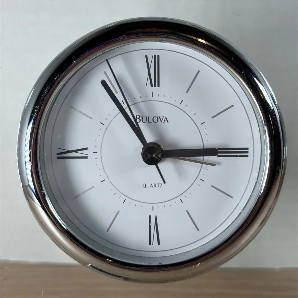 Bulova Mineral Glass Table Clock B2880 Camberley-Continuous Sweep Second Hand